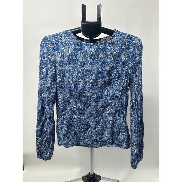 Baby Boden Tops - Boden Blouse Blue Print Long‎ Sleeve Crew Neck Contemporary Size US 10